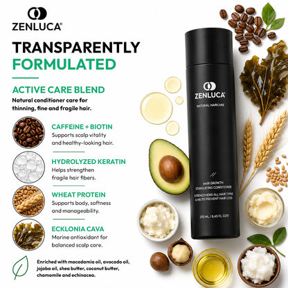 ZENLUCA Hair Growth Stimulating Conditioner with caffeine, biotin, hydrolyzed keratin and Ecklonia Cava for scalp and hair care