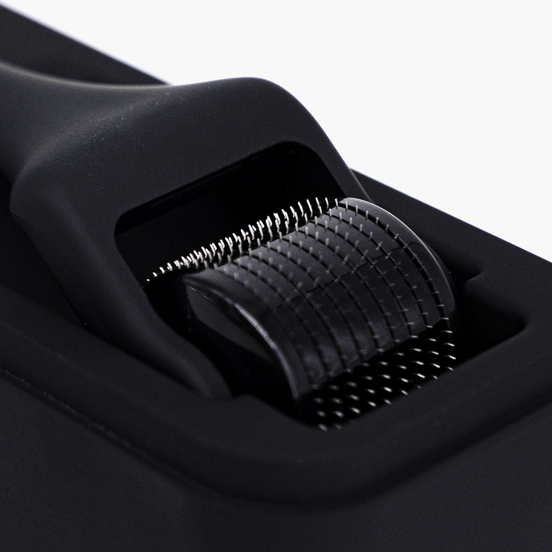 Close-up of the ZENLUCA Hair Growth Dermaroller's microneedles used for scalp stimulation